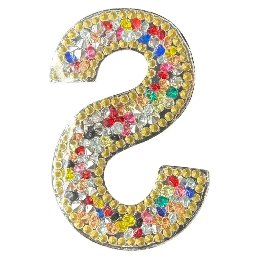 Letter S Multicolor Rhinestone Iron On Patch